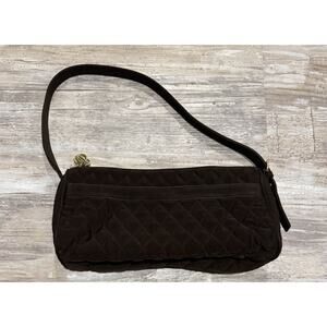 Vera Bradley Shoulder Purse Tote Handbag Brown Microfiber Quilted